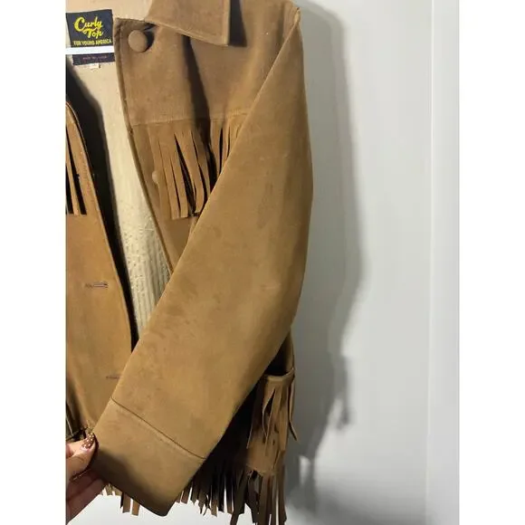 Vintage Brown Suede Fringe Jacket Boho Western 80s 70s Festival - Picture 6 of 14